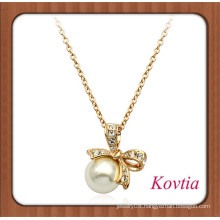 Latest design knotbow pearl necklace for ladies party dress